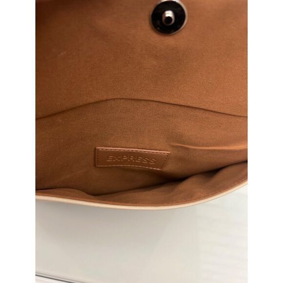 Express Women Colorblock Brown Black Beige Envelope Clutch Purse - Picture 3 of 6